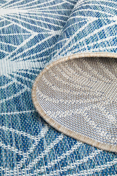 Vera Outdoor Blue & White Art Deco Pattern Rug